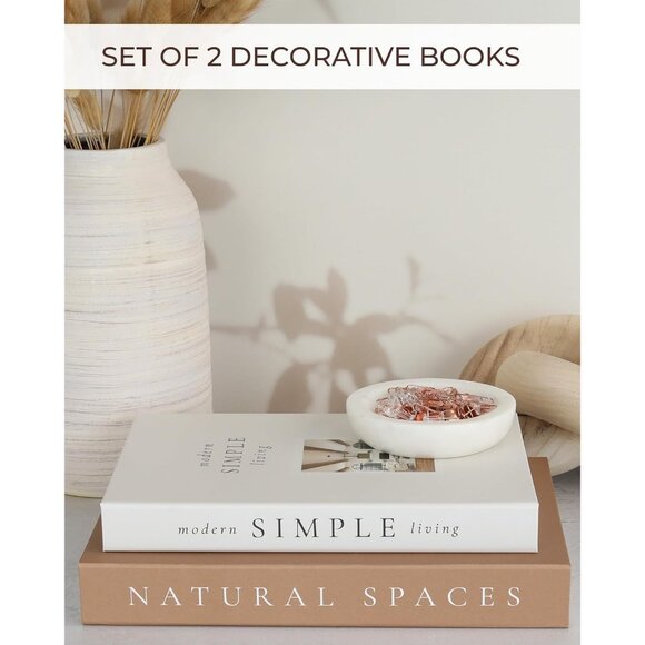 Beautiful Decorative Books Set of 2 Boxes Enhance Your Coffee Table Shelf Decor